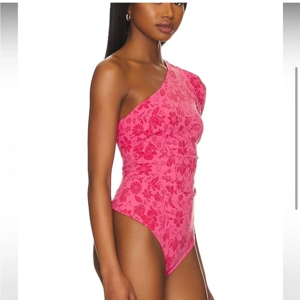 FREE PEOPLE Somethin' Bout You Bodysuit in Hot Pink Combo